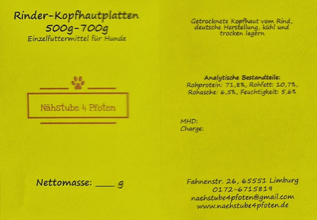 Rinderkopfhaut Platte