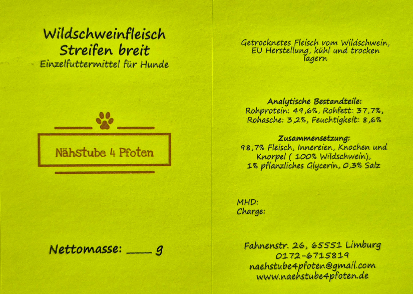 Wildschweinfleisch Streifen breit