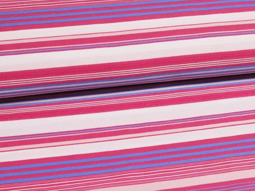 Halstuch/Dreieckstuch/Bandana pink/hellblau/weiß gestreift